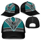 New Zealand Maori Rugby Baseball Net Cap Aotearoa Koru Geometric - Oceanic Color