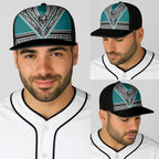 New Zealand Maori Rugby Baseball Net Cap Aotearoa Koru Geometric - Oceanic Color