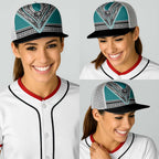 New Zealand Maori Rugby Baseball Net Cap Aotearoa Koru Geometric - Oceanic Color