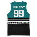 New Zealand Maori Rugby Custom Basketball Jersey Aotearoa Koru Geometric - Oceanic Color