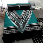 New Zealand Maori Rugby Bedding Set Aotearoa Koru Geometric - Oceanic Color