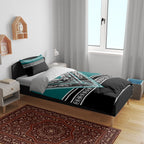 New Zealand Maori Rugby Bedding Set Aotearoa Koru Geometric - Oceanic Color