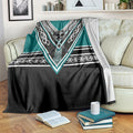 New Zealand Maori Rugby Blanket Aotearoa Koru Geometric - Oceanic Color