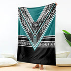 New Zealand Maori Rugby Blanket Aotearoa Koru Geometric - Oceanic Color
