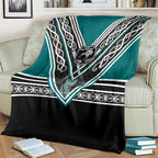 New Zealand Maori Rugby Blanket Aotearoa Koru Geometric - Oceanic Color