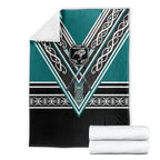 New Zealand Maori Rugby Blanket Aotearoa Koru Geometric - Oceanic Color