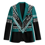 New Zealand Maori Rugby Custom Blazer Aotearoa Koru Geometric - Oceanic Color