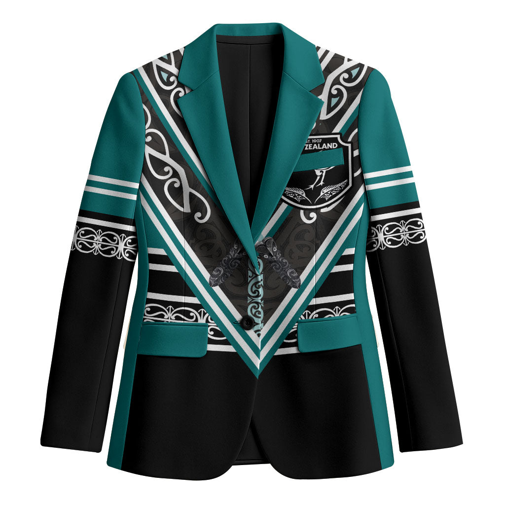 New Zealand Maori Rugby Custom Blazer Aotearoa Koru Geometric - Oceanic Color
