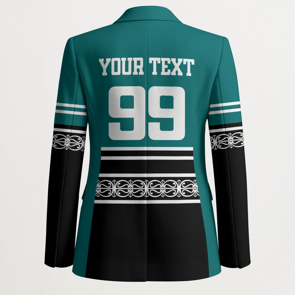 New Zealand Maori Rugby Custom Blazer Aotearoa Koru Geometric - Oceanic Color
