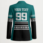 New Zealand Maori Rugby Custom Blazer Aotearoa Koru Geometric - Oceanic Color