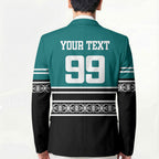 New Zealand Maori Rugby Custom Blazer Aotearoa Koru Geometric - Oceanic Color