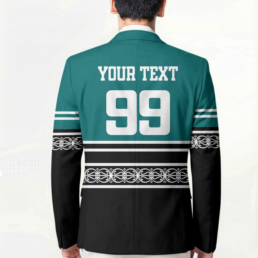 New Zealand Maori Rugby Custom Blazer Aotearoa Koru Geometric - Oceanic Color