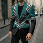 New Zealand Maori Rugby Custom Blazer Aotearoa Koru Geometric - Oceanic Color
