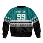 New Zealand Maori Rugby Custom Bomber Jacket Aotearoa Koru Geometric - Oceanic Color