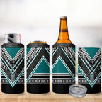 New Zealand Maori Rugby 4 in 1 Can Cooler Tumbler Aotearoa Koru Geometric - Oceanic Color