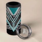 New Zealand Maori Rugby 4 in 1 Can Cooler Tumbler Aotearoa Koru Geometric - Oceanic Color