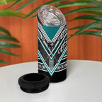New Zealand Maori Rugby 4 in 1 Can Cooler Tumbler Aotearoa Koru Geometric - Oceanic Color