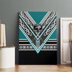 New Zealand Maori Rugby Canvas Wall Art Aotearoa Koru Geometric - Oceanic Color