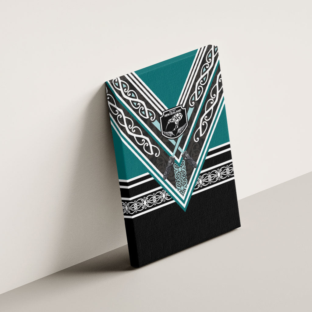 New Zealand Maori Rugby Canvas Wall Art Aotearoa Koru Geometric - Oceanic Color