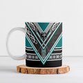 New Zealand Maori Rugby Ceramic Mug Aotearoa Koru Geometric - Oceanic Color