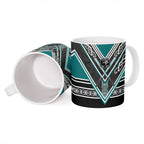 New Zealand Maori Rugby Ceramic Mug Aotearoa Koru Geometric - Oceanic Color
