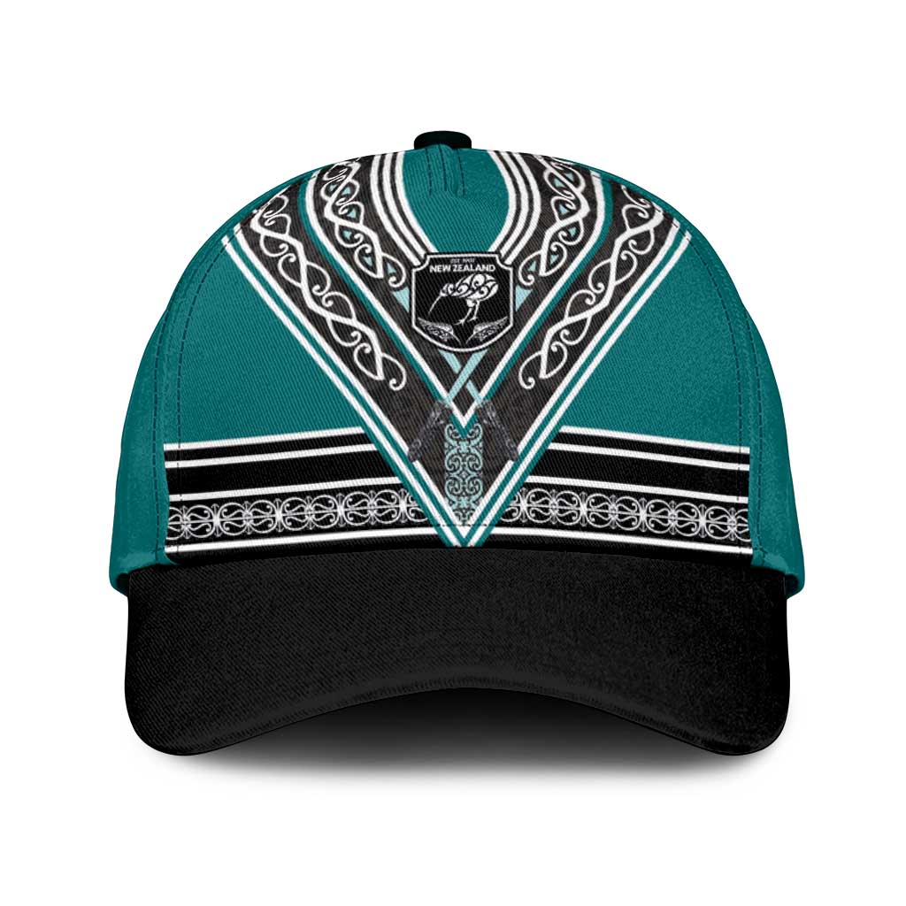 New Zealand Maori Rugby Classic Cap Aotearoa Koru Geometric - Oceanic Color