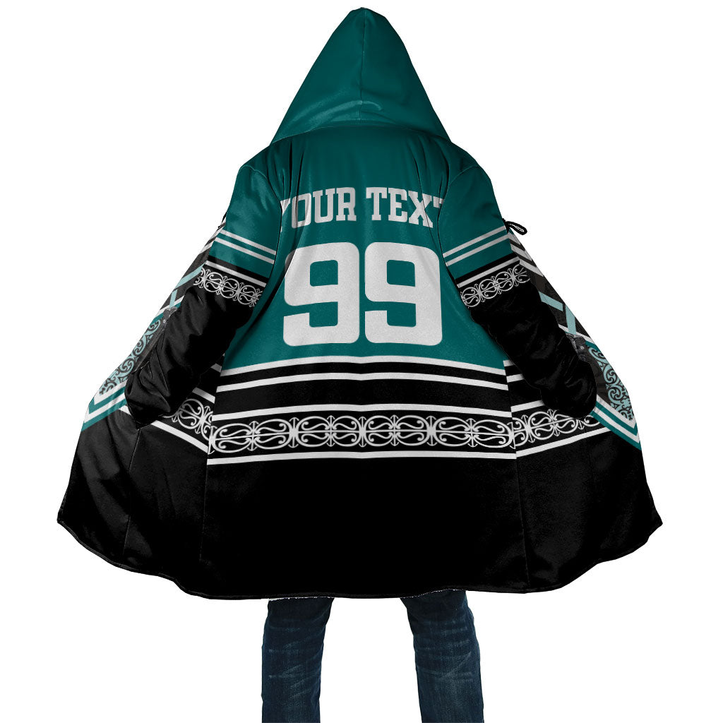 New Zealand Maori Rugby Custom Cloak Aotearoa Koru Geometric - Oceanic Color