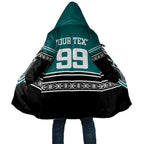 New Zealand Maori Rugby Custom Cloak Aotearoa Koru Geometric - Oceanic Color