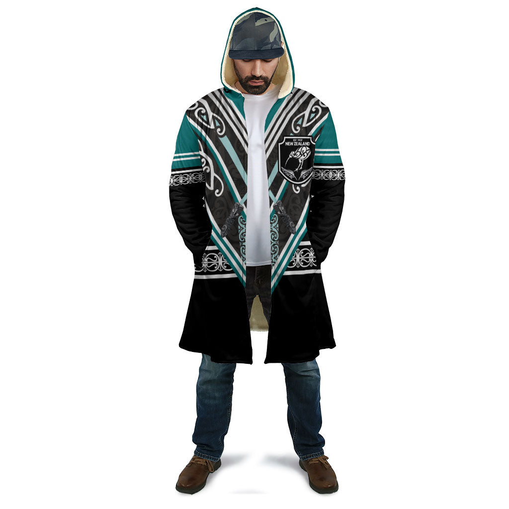 New Zealand Maori Rugby Custom Cloak Aotearoa Koru Geometric - Oceanic Color