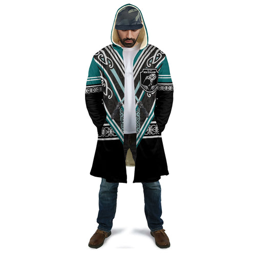 New Zealand Maori Rugby Custom Cloak Aotearoa Koru Geometric - Oceanic Color