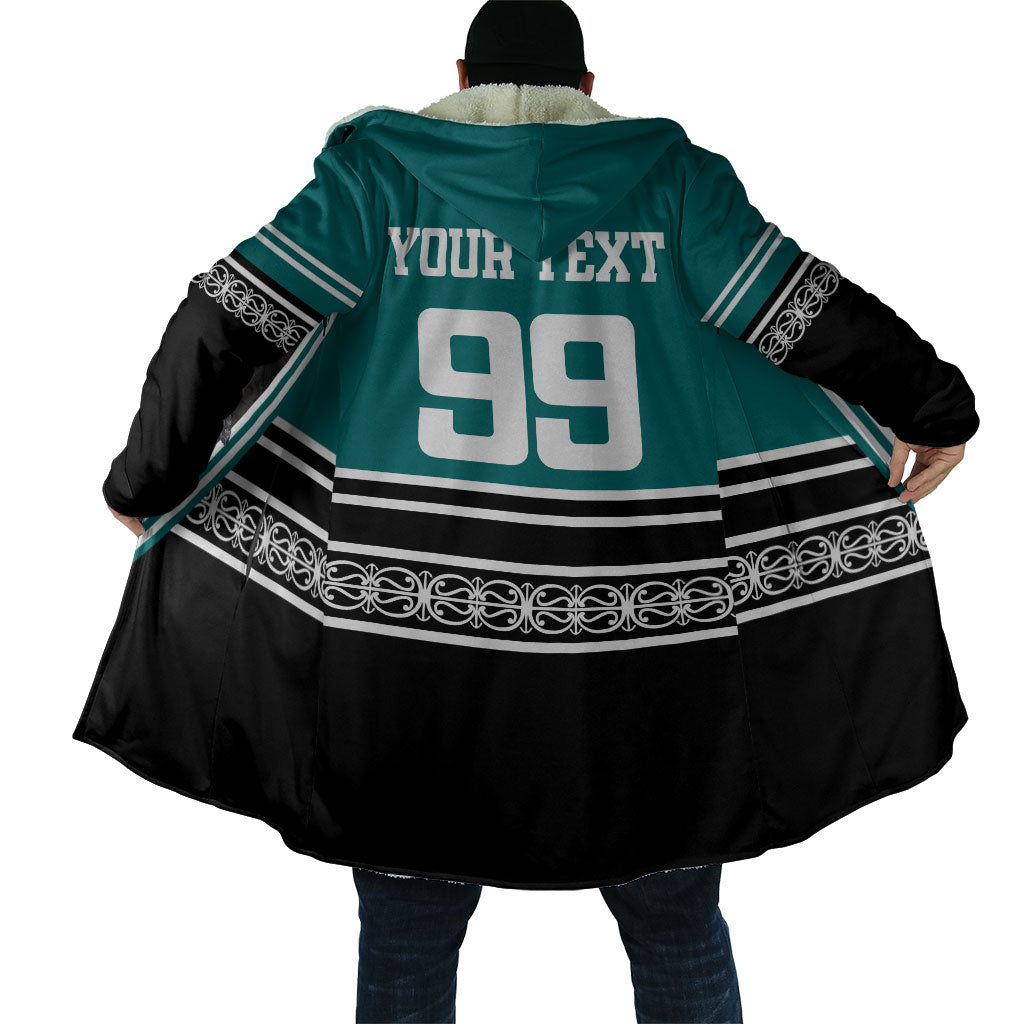 New Zealand Maori Rugby Custom Cloak Aotearoa Koru Geometric - Oceanic Color