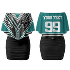 New Zealand Maori Rugby Custom Couples Matching Off Shoulder Short Dress and Hawaiian Shirt Aotearoa Koru Geometric - Oceanic Color