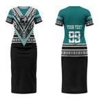 New Zealand Maori Rugby Custom Couples Matching Short Sleeve Bodycon Dress and Hawaiian Shirt Aotearoa Koru Geometric - Oceanic Color