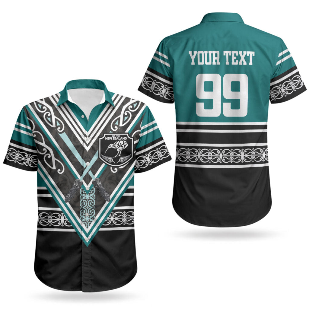 New Zealand Maori Rugby Custom Couples Matching Summer Maxi Dress and Hawaiian Shirt Aotearoa Koru Geometric - Oceanic Color