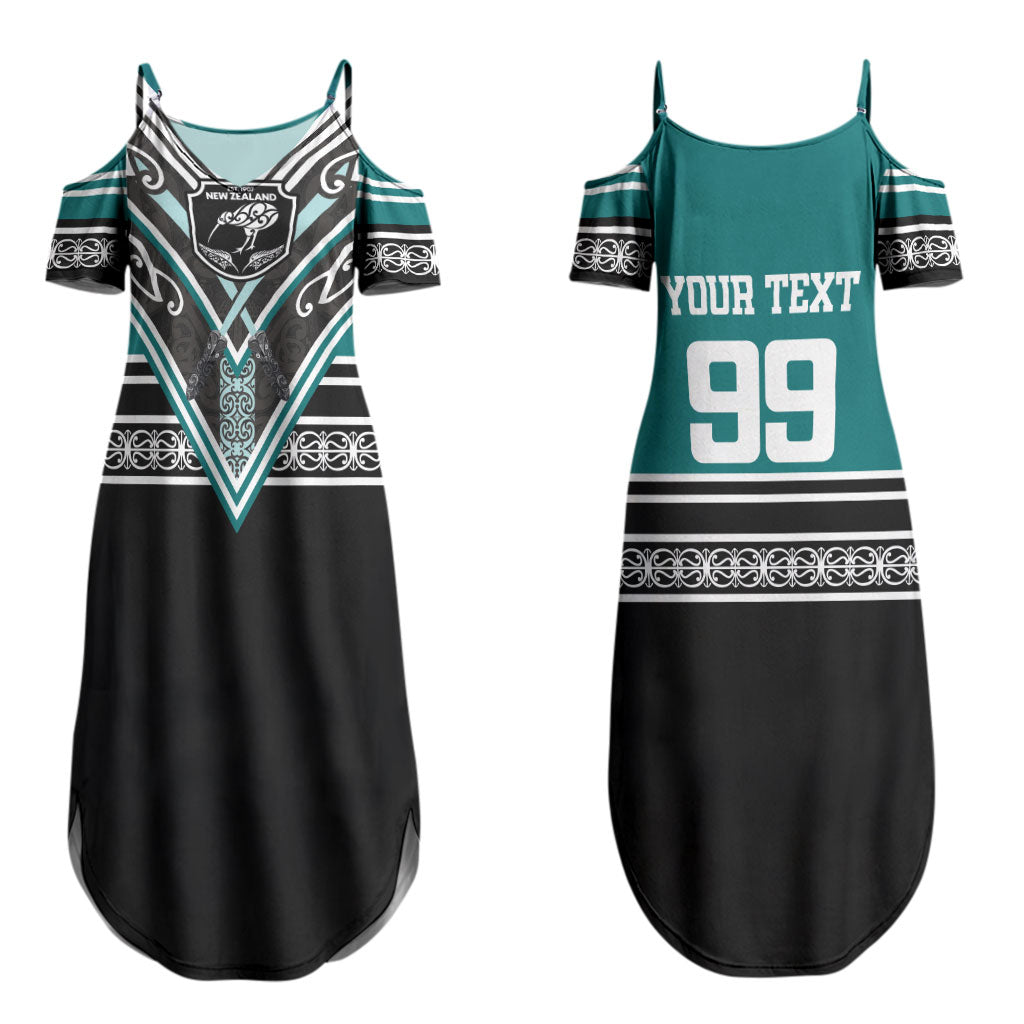 New Zealand Maori Rugby Custom Couples Matching Summer Maxi Dress and Hawaiian Shirt Aotearoa Koru Geometric - Oceanic Color