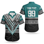New Zealand Maori Rugby Custom Couples Matching Tank Maxi Dress and Hawaiian Shirt Aotearoa Koru Geometric - Oceanic Color