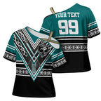 New Zealand Maori Rugby Custom Cross Shoulder Shirt Aotearoa Koru Geometric - Oceanic Color