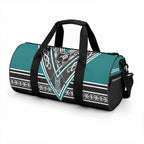 New Zealand Maori Rugby Duffle Bag Aotearoa Koru Geometric - Oceanic Color