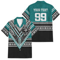 New Zealand Maori Rugby Custom Family Matching Long Sleeve Bodycon Dress and Hawaiian Shirt Aotearoa Koru Geometric - Oceanic Color