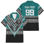 New Zealand Maori Rugby Custom Family Matching Long Sleeve Bodycon Dress and Hawaiian Shirt Aotearoa Koru Geometric - Oceanic Color