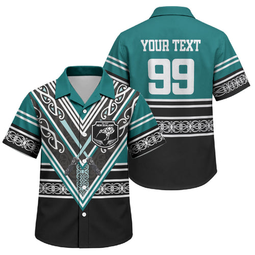 New Zealand Maori Rugby Custom Family Matching Mermaid Dress and Hawaiian Shirt Aotearoa Koru Geometric - Oceanic Color