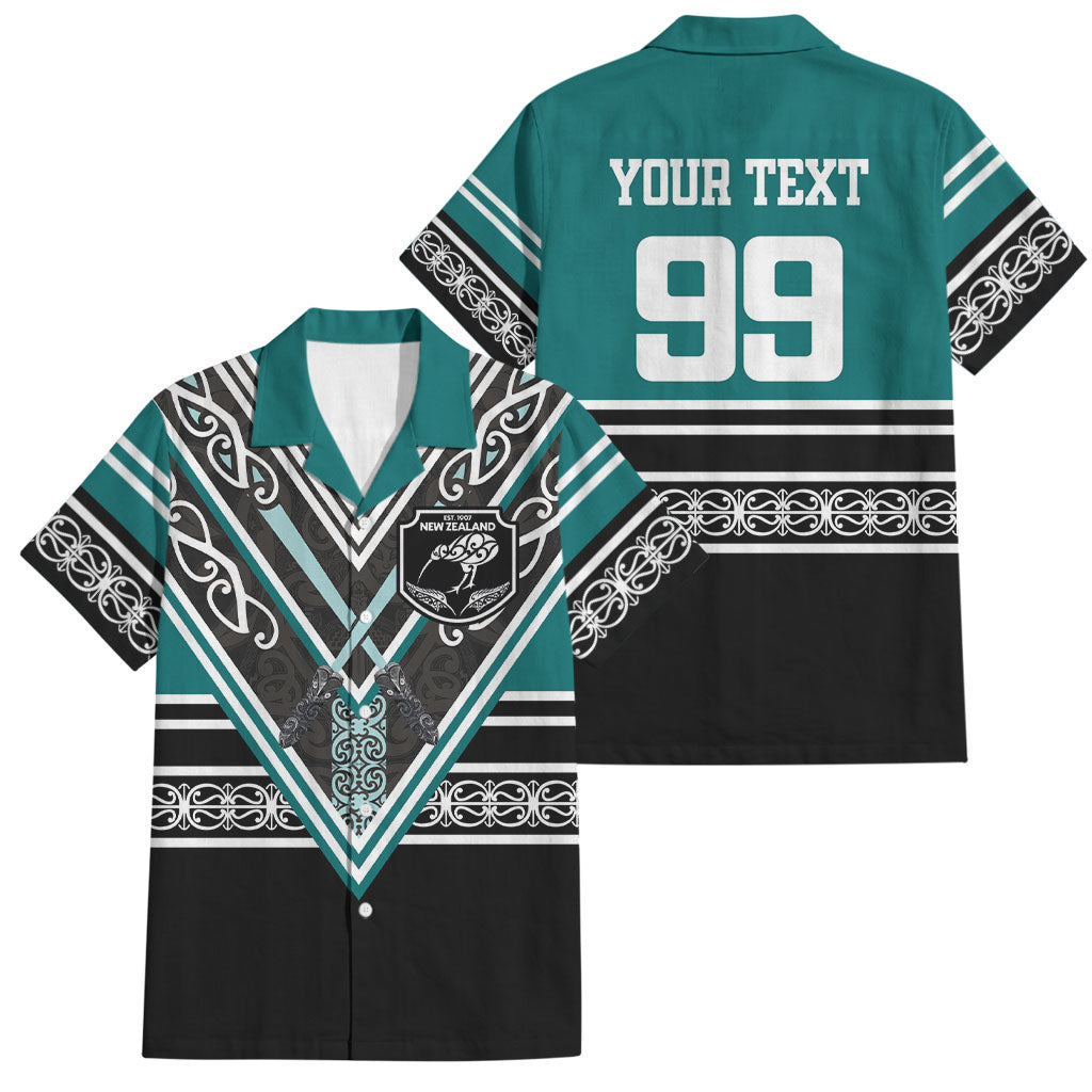 New Zealand Maori Rugby Custom Family Matching Off Shoulder Maxi Dress and Hawaiian Shirt Aotearoa Koru Geometric - Oceanic Color