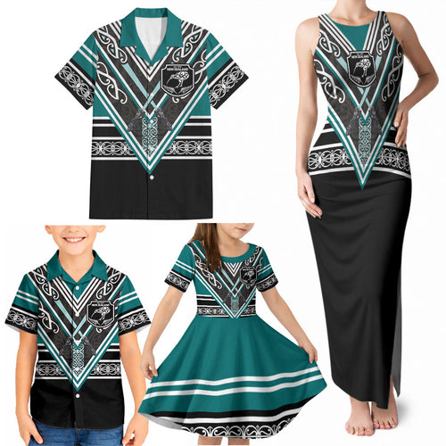 New Zealand Maori Rugby Custom Family Matching Tank Maxi Dress and Hawaiian Shirt Aotearoa Koru Geometric - Oceanic Color