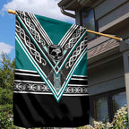 New Zealand Maori Rugby Garden Flag Aotearoa Koru Geometric - Oceanic Color