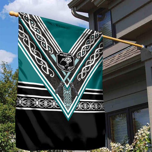New Zealand Maori Rugby Garden Flag Aotearoa Koru Geometric - Oceanic Color