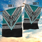 New Zealand Maori Rugby Garden Flag Aotearoa Koru Geometric - Oceanic Color