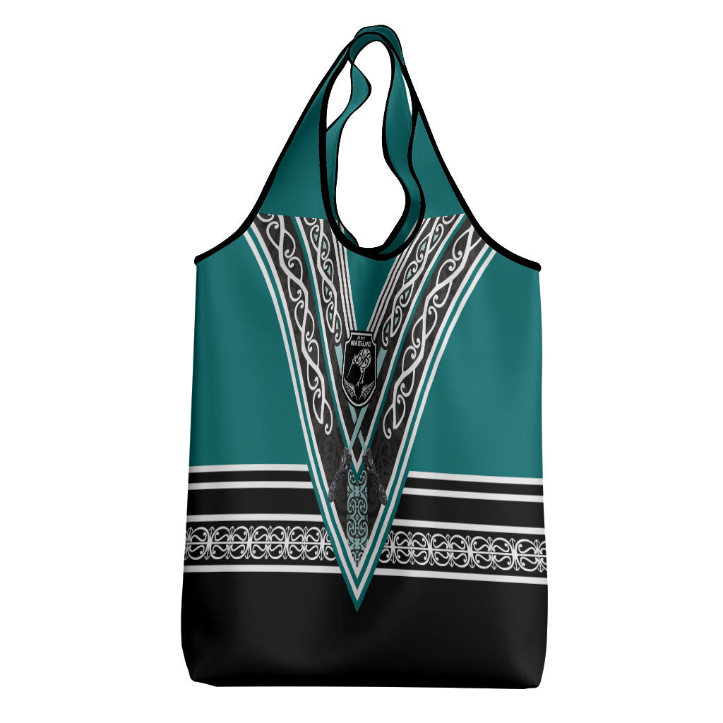 New Zealand Maori Rugby Grocery Bag Aotearoa Koru Geometric - Oceanic Color