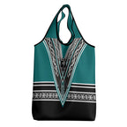 New Zealand Maori Rugby Grocery Bag Aotearoa Koru Geometric - Oceanic Color