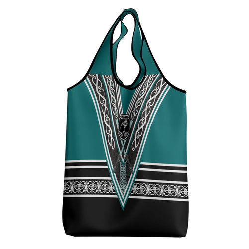 New Zealand Maori Rugby Grocery Bag Aotearoa Koru Geometric - Oceanic Color
