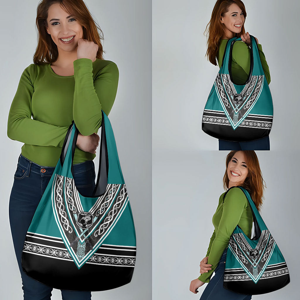 New Zealand Maori Rugby Grocery Bag Aotearoa Koru Geometric - Oceanic Color